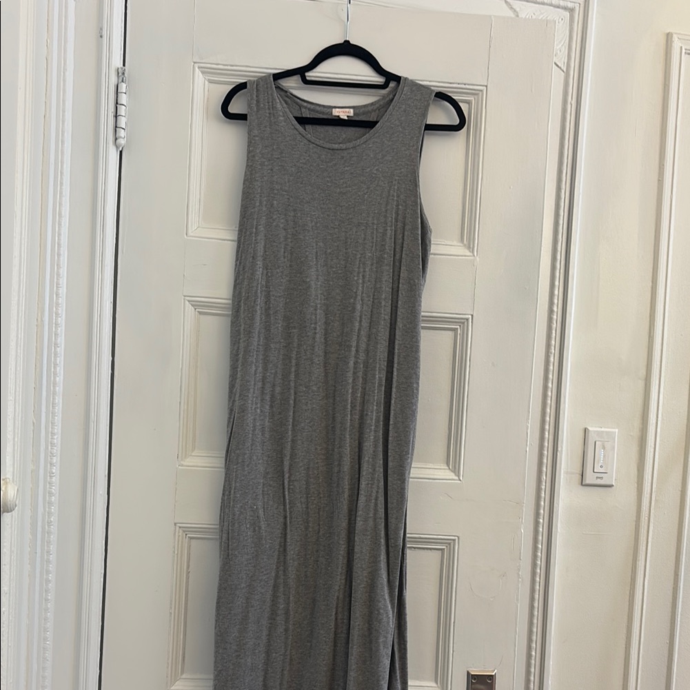 Cuyana Gray Scoop Neck Sheath Maxi Dress